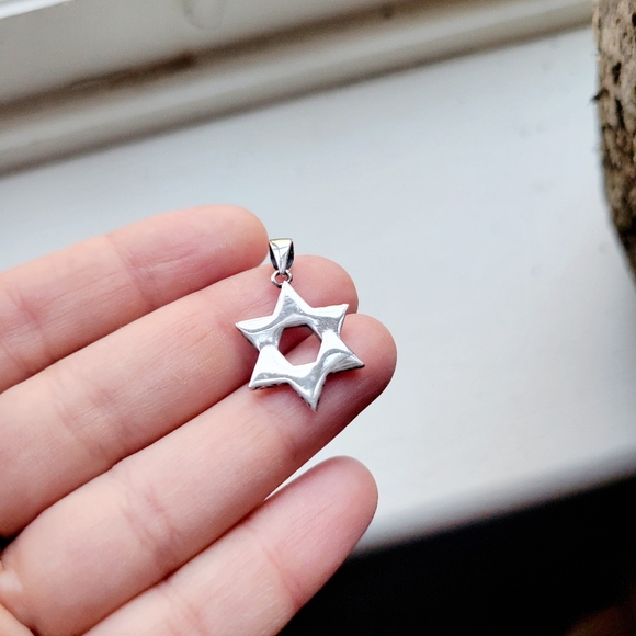 New Handmsade Solid 925 Sterling Silver Star of David Pendant - Picture 5 of 6